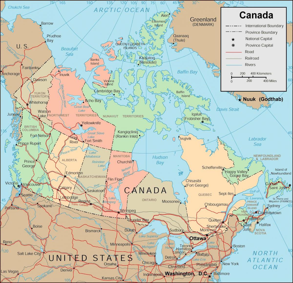 Mapa de conducción del Canadá
