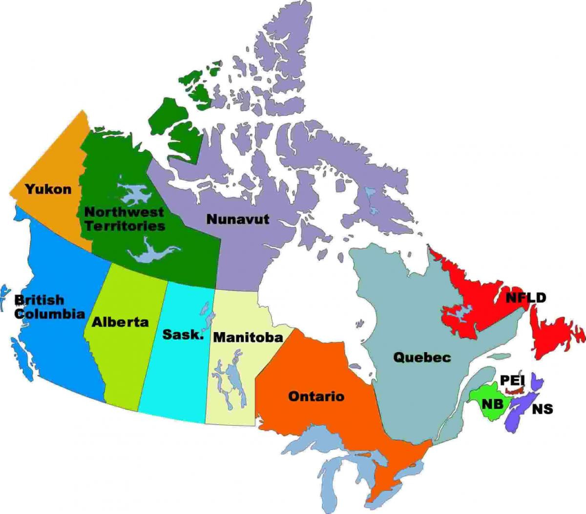 Mapa del estado de Canadá