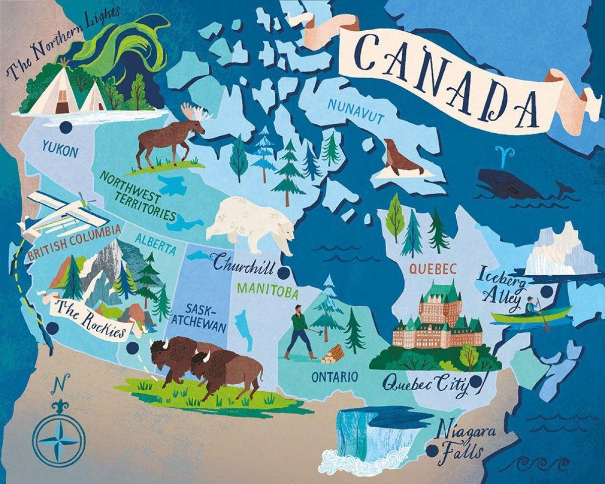 Mapa de viaje de Canadá