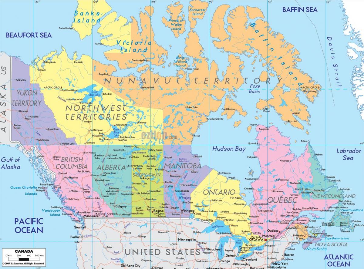 Mapa grande de Canadá